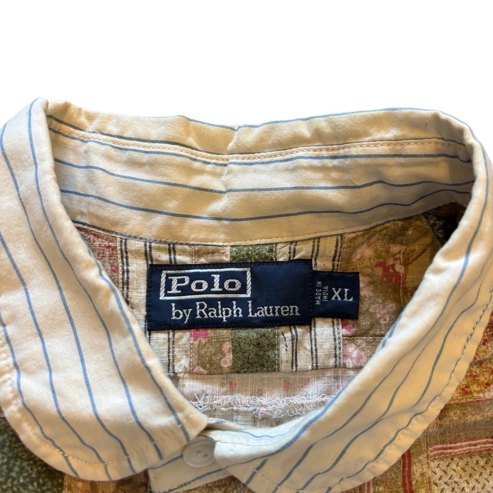 Polo Ralph Lauren Mens XL Patchwork Log Cabin Quilt Button Down Shirt Multicolor - Picture 4 of 11